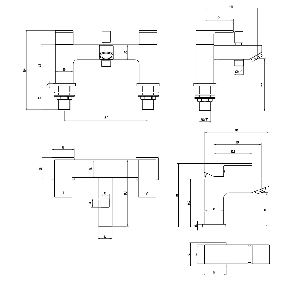 Vellamo Forte Basin Mixer & Bath Shower Mixer Value Pack 2 Vellamo Forte Basin Mixer & Bath Shower Mixer Value Pack - Image 2