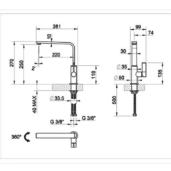 Gessi X-Sense Single Lever Mono Kitchen Mixer Tap - Chrome -Vado Shop gessi 17015031 tech