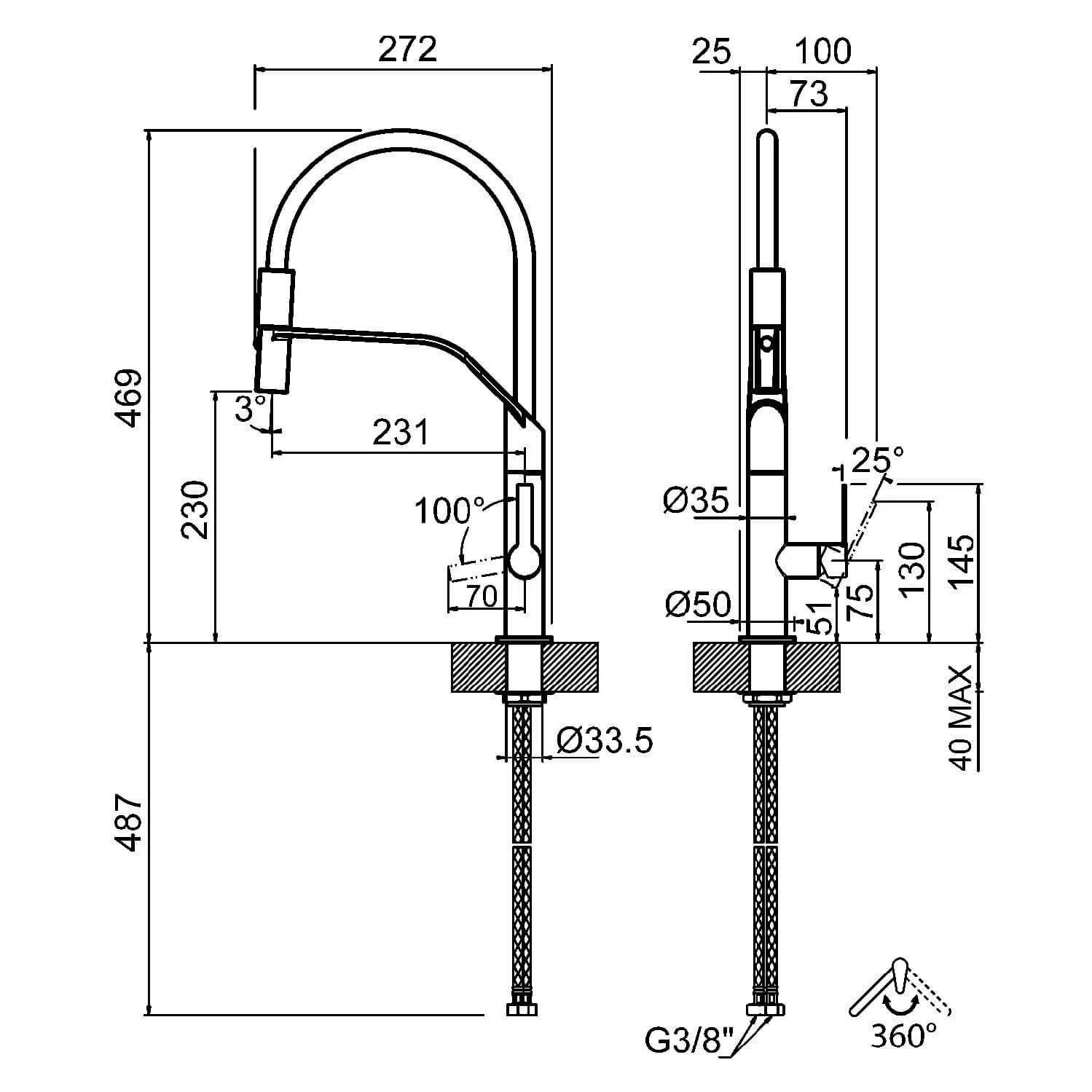 Gessi Mesh Single Lever Mono Kitchen Mixer With Woven Metal Pull Down Spout And Double Jet Spray - Brushed Nickel 4 Gessi Mesh Single Lever Mono Kitchen Mixer With Woven Metal Pull Down Spout And Double Jet Spray - Brushed Nickel - Image 4