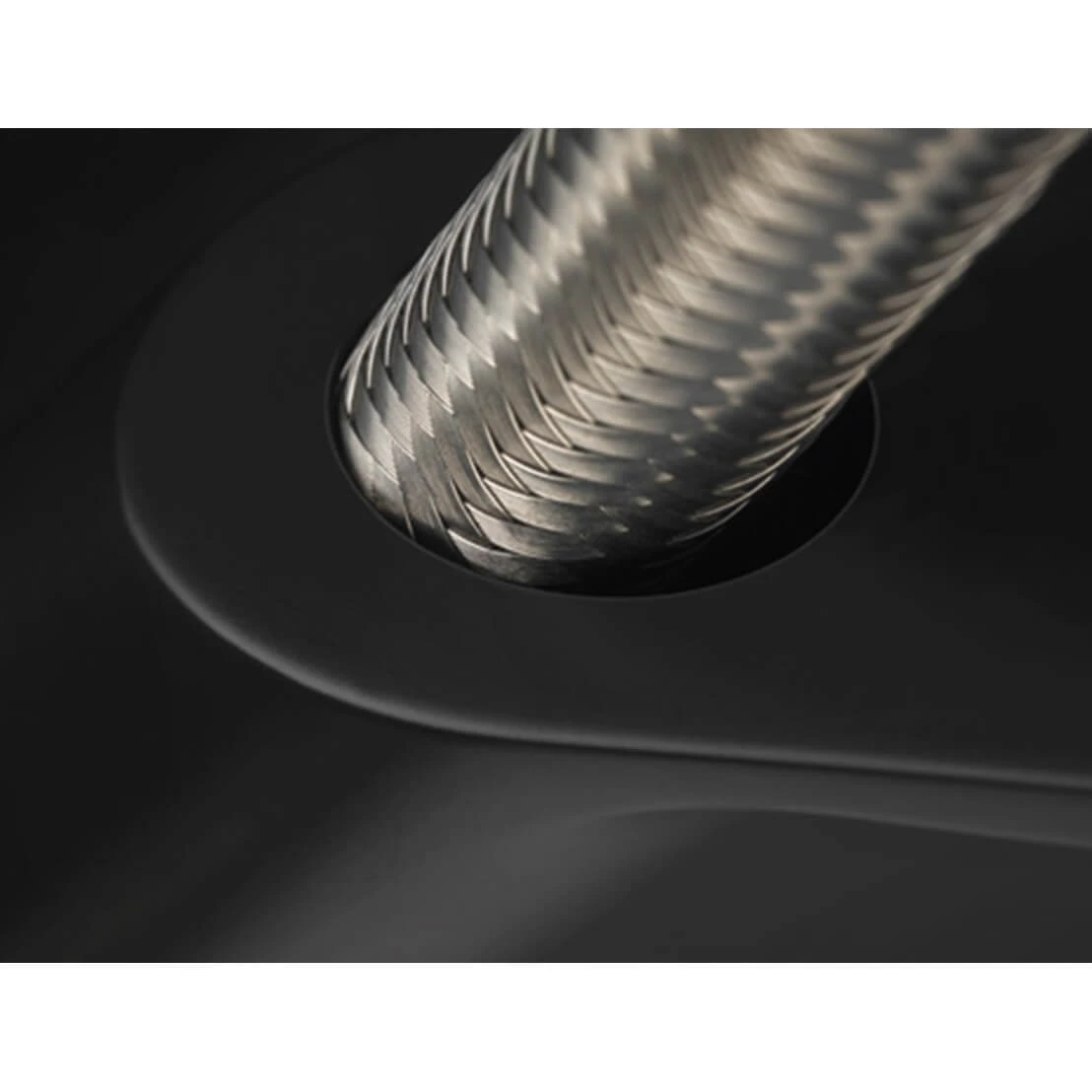 Gessi Mesh Single Lever Mono Kitchen Mixer With Woven Metal Pull Down Spout And Double Jet Spray - Brushed Nickel 2 Gessi Mesh Single Lever Mono Kitchen Mixer With Woven Metal Pull Down Spout And Double Jet Spray - Brushed Nickel - Image 2