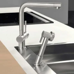 Gessi Oxygen Single Lever Kitchen Mixer With Swivel Spout & Separate Pull Out Spray - Chrome 8 Gessi Oxygen Single Lever Kitchen Mixer With Swivel Spout & Separate Pull Out Spray - Chrome -Vado Shop gessi oxygen 2 hole single lever kitchen mixer with dual function pull out spray lifestyle 2
