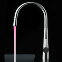 Gessi Just Mono Kitchen Mixer With Swivel Spout & Pull Out Spray - Coloured LED - Brushed Steel 10 Gessi Just Mono Kitchen Mixer With Swivel Spout & Pull Out Spray - Coloured LED - Brushed Steel -Vado Shop gessijustredled02