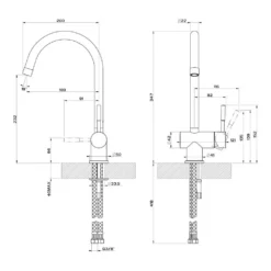 Gessi Oxygen Single Lever Mono Kitchen Mixer With Swivel 'C' Spout - Chrome -Vado Shop gessioxygen 13183 tech