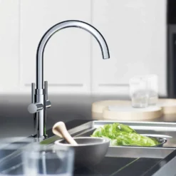 Grohe Ambi Cosmopolitan Twin Lever Mono Sink Mixer With Swivel Spout