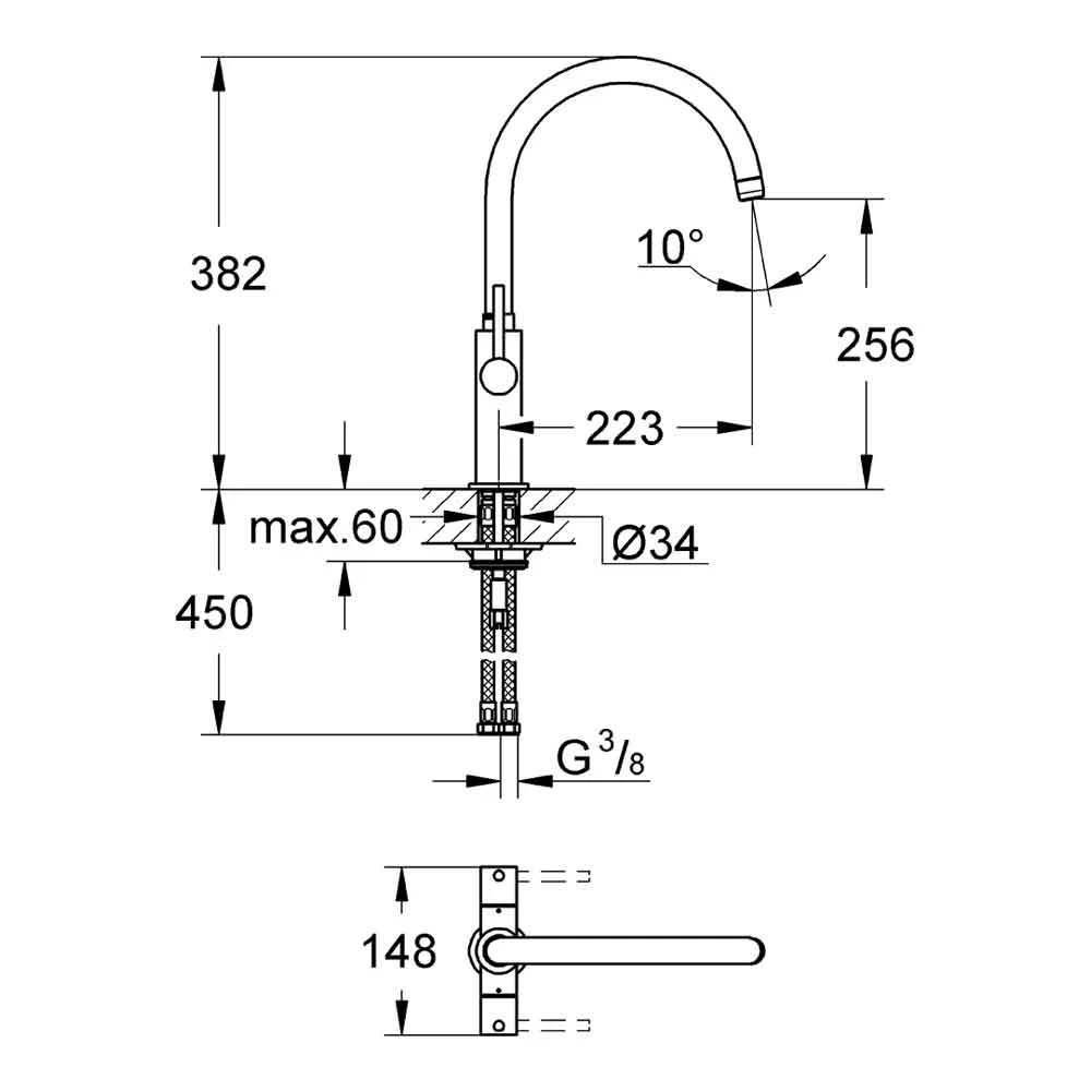 Grohe Ambi Cosmopolitan Twin Lever Mono Sink Mixer With Swivel Spout 3 Grohe Ambi Cosmopolitan Twin Lever Mono Sink Mixer With Swivel Spout - Image 3