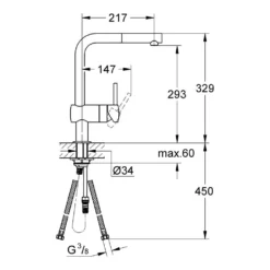 Grohe Minta Single Lever Mono Sink Mixer With Pull Out Spout - Super Steel -Vado Shop groheminta 32168 tech