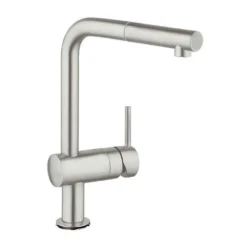 Grohe Minta Single Lever Mono Sink Mixer With Pull Out Spout - Super Steel