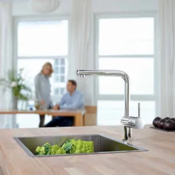 Grohe Minta Single Lever Mono Sink Mixer With Pull Out Spout - Super Steel -Vado Shop groheminta 32168000 lifestyle01