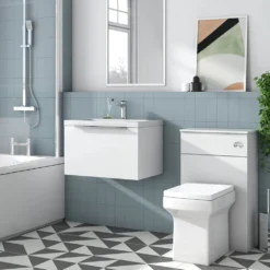 Harbour Alchemy 600mm Wall Hung Vanity Unit & Basin - Gloss White -Vado Shop harbou alchemy 600mm gloss white vanityu unit chrome handle lifestyle2