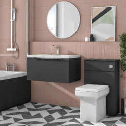 Harbour Alchemy 800mm Wall Hung Vanity Unit & Basin - Gloss White -Vado Shop harbou alchemy 800mm matt grey vanity unit chrome handle lifestyle2