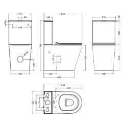 Harbour Acclaim Rimless BTW Close-Coupled Toilet & Soft Close Seat -Vado Shop harbour acclaim back to wall close coupled toilet tech scaled