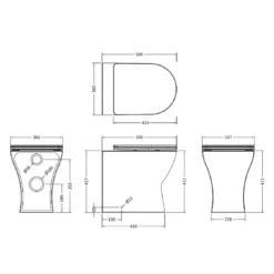 Harbour Acclaim Rimless Back To Wall Toilet & Soft Close Seat -Vado Shop harbour acclaim back to wall rimless toilet tech drawing