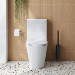 Harbour Acclaim Rimless BTW Close-Coupled Toilet & Soft Close Seat -Vado Shop harbour acclaim rimless back to wall close coupled toilet lifestyle2 scaled