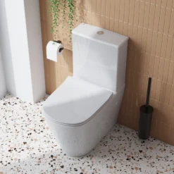 Harbour Acclaim Rimless BTW Close-Coupled Toilet & Soft Close Seat -Vado Shop harbour acclaim rimless back to wall close coupled toilet lifestyle3 v2 scaled