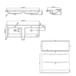 Harbour Clarity 1200mm Floorstanding Vanity Unit & Double Basin - Gloss White 13 Harbour Clarity 1200mm Floorstanding Vanity Unit & Double Basin - Gloss White -Vado Shop harbour clarity 1200 floor unit basin tech drawing