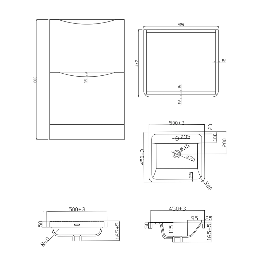 Harbour Clarity 500mm Floorstanding Vanity Unit & Basin - Bardolino Driftwood Oak 8 Harbour Clarity 500mm Floorstanding Vanity Unit & Basin - Bardolino Driftwood Oak - Image 8