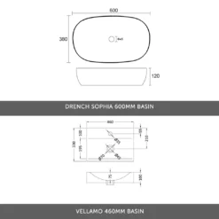Harbour Clarity 900mm Wall Mounted Vanity Unit & Countertop - Bardolino Driftwood Oak -Vado Shop harbour clarity 900 countertop basins technical drawing v2