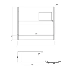 Harbour Clarity 900mm Floorstanding Vanity Unit & Countertop - Indigo Blue - Drench Sophia 600mm Basin 19 Harbour Clarity 900mm Floorstanding Vanity Unit & Countertop - Indigo Blue - Drench Sophia 600mm Basin -Vado Shop harbour clarity 900 floor unit countertop tech drawing