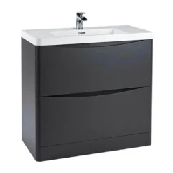 Harbour Clarity 900mm Floorstanding Vanity Unit & Basin - Gloss White -Vado Shop harbour clarity 900 floor unit graphite grey cutout