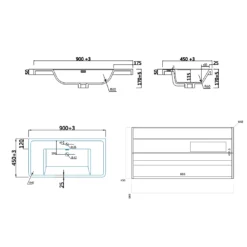 Harbour Clarity 900mm Wall Hung Vanity Unit & Basin - Indigo Blue 19 Harbour Clarity 900mm Wall Hung Vanity Unit & Basin - Indigo Blue -Vado Shop harbour clarity 900 wall unit basin tech drawing