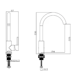 Vellamo Kara Single Lever Mono Kitchen Mixer Tap With Complete Filter Kit - Brushed Copper -Vado Shop harbour clarity brushed copper mono kitchen tap line drawing