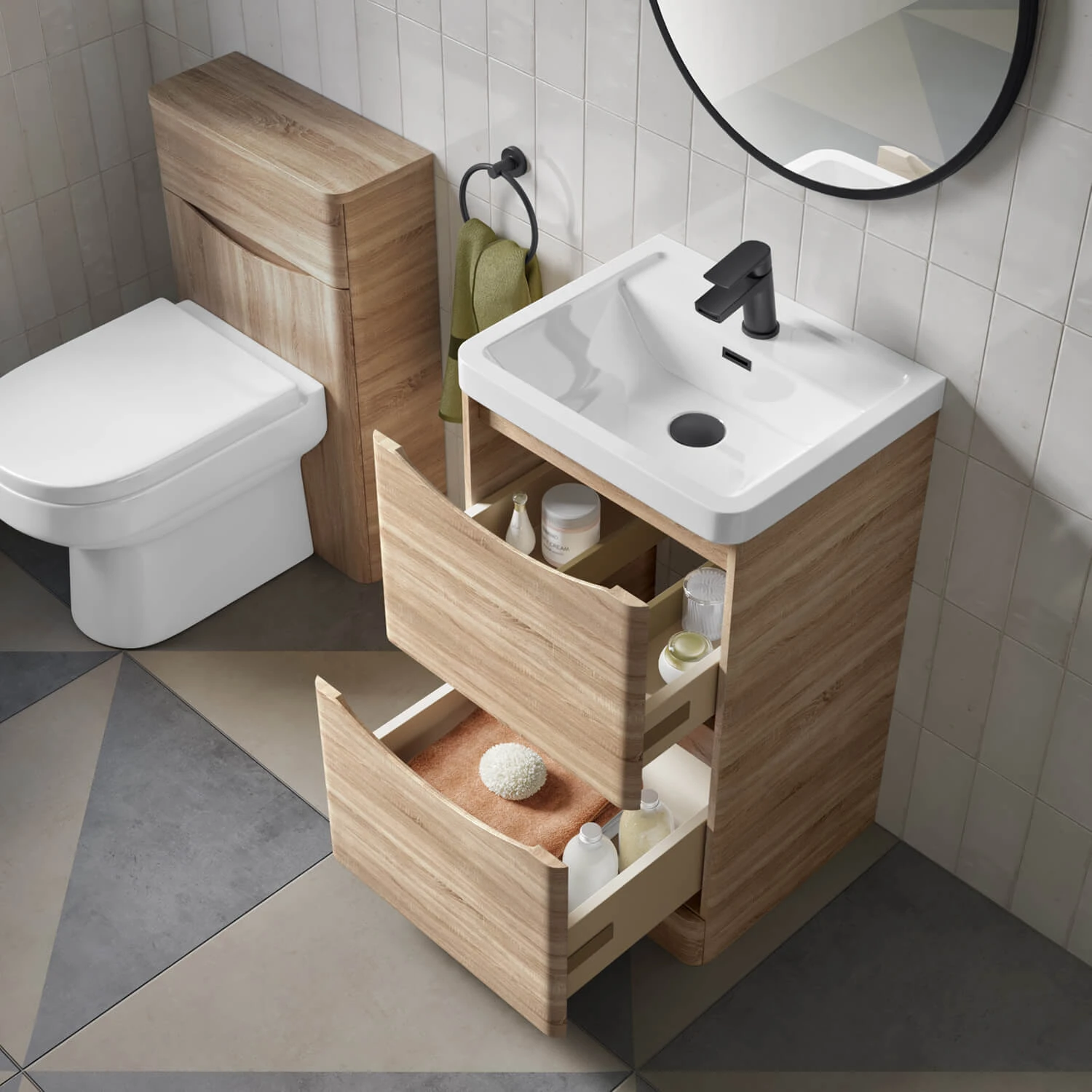 Harbour Clarity 500mm Floorstanding Vanity Unit & Basin - Bardolino Driftwood Oak 6 Harbour Clarity 500mm Floorstanding Vanity Unit & Basin - Bardolino Driftwood Oak - Image 6