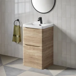 Harbour Clarity 500mm Floorstanding Vanity Unit & Basin - Bardolino Driftwood Oak 10 Harbour Clarity 500mm Floorstanding Vanity Unit & Basin - Bardolino Driftwood Oak -Vado Shop harbour clarity driftwood oak 500mm floorstanding vanity unit lifestyle
