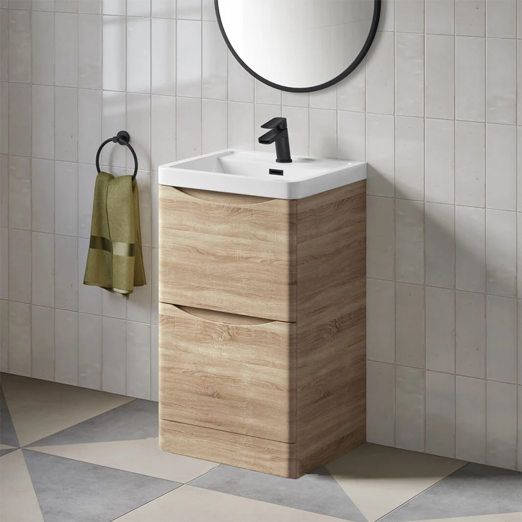 Harbour Clarity 500mm Floorstanding Vanity Unit & Basin - Bardolino Driftwood Oak 3 Harbour Clarity 500mm Floorstanding Vanity Unit & Basin - Bardolino Driftwood Oak - Image 3