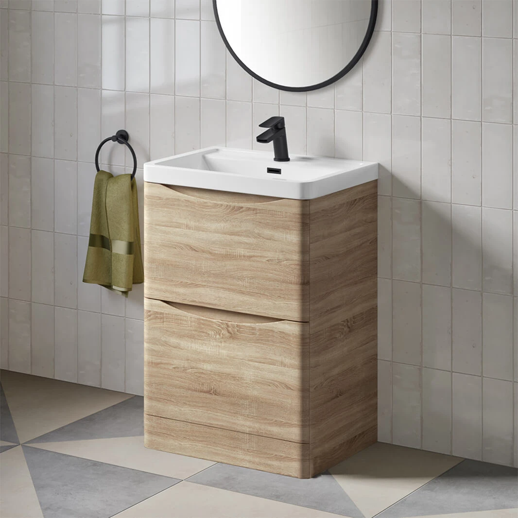Harbour Clarity 600mm Floorstanding Vanity Unit & Basin - Bardolino Driftwood Oak 1 Harbour Clarity 600mm Floorstanding Vanity Unit & Basin - Bardolino Driftwood Oak