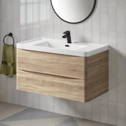 Harbour Clarity 900mm Wall Hung Vanity Unit & Basin - Indigo Blue 13 Harbour Clarity 900mm Wall Hung Vanity Unit & Basin - Indigo Blue -Vado Shop harbour clarity driftwood oak 900mm wallhung vanity unit lifestyle