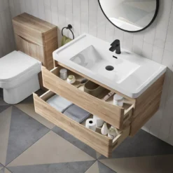 Harbour Clarity 900mm Wall Hung Vanity Unit & Basin - Indigo Blue 17 Harbour Clarity 900mm Wall Hung Vanity Unit & Basin - Indigo Blue -Vado Shop harbour clarity driftwood oak 900mm wallhung vanity unit lifestyle2