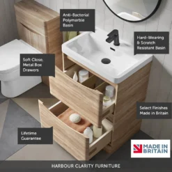 Harbour Clarity 600mm Floorstanding Vanity Unit & Basin - Bardolino Driftwood Oak 14 Harbour Clarity 600mm Floorstanding Vanity Unit & Basin - Bardolino Driftwood Oak -Vado Shop harbour clarity floorstanding vanity unit callout