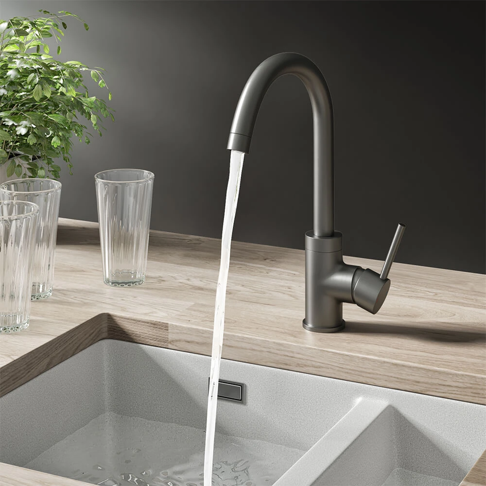 Vellamo Kara Single Lever Mono Kitchen Mixer Tap - Gunmetal 1 Vellamo Kara Single Lever Mono Kitchen Mixer Tap - Gunmetal