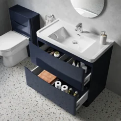 Harbour Clarity 900mm Floorstanding Vanity Unit & Basin - Gloss White -Vado Shop harbour clarity indigo blue 900mm floorstanding vanity unit internal lifestyle