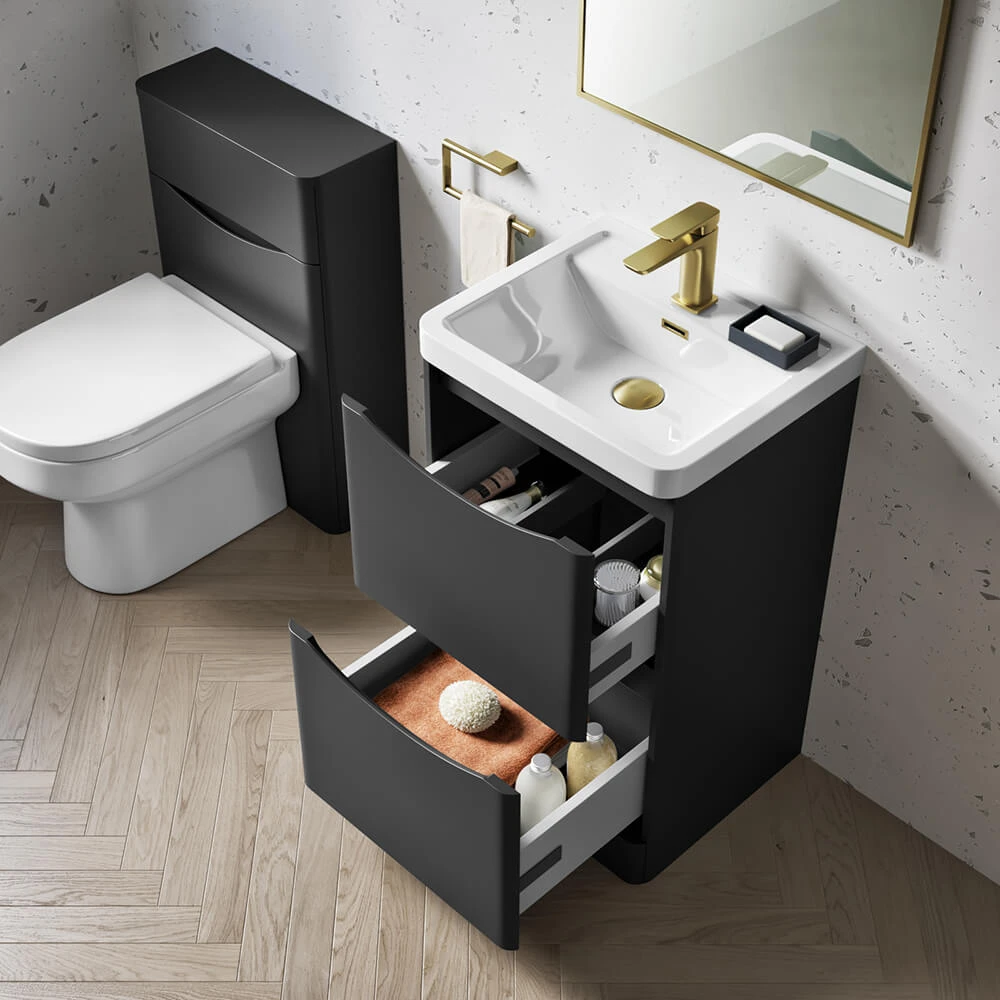 Harbour Clarity 500mm Floorstanding Vanity Unit & Basin - Bardolino Driftwood Oak 7 Harbour Clarity 500mm Floorstanding Vanity Unit & Basin - Bardolino Driftwood Oak - Image 7