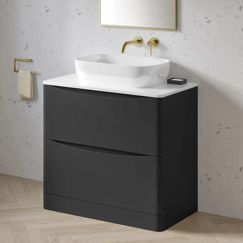 Harbour Clarity 900mm Floorstanding Vanity Unit & Countertop - Indigo Blue - Drench Sophia 600mm Basin 2 Harbour Clarity 900mm Floorstanding Vanity Unit & Countertop - Indigo Blue - Drench Sophia 600mm Basin - Image 2