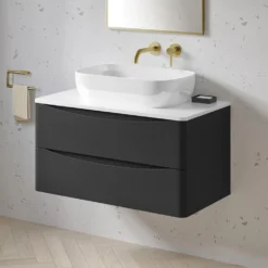 Harbour Clarity 900mm Wall Mounted Vanity Unit & Countertop - Bardolino Driftwood Oak