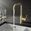 Vellamo Koro U Spout Single Lever Mono Kitchen Mixer Tap - Brushed Brass