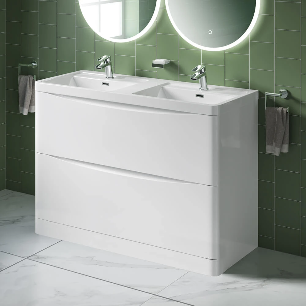 Harbour Clarity 1200mm Floorstanding Vanity Unit & Double Basin - Gloss White 1 Harbour Clarity 1200mm Floorstanding Vanity Unit & Double Basin - Gloss White