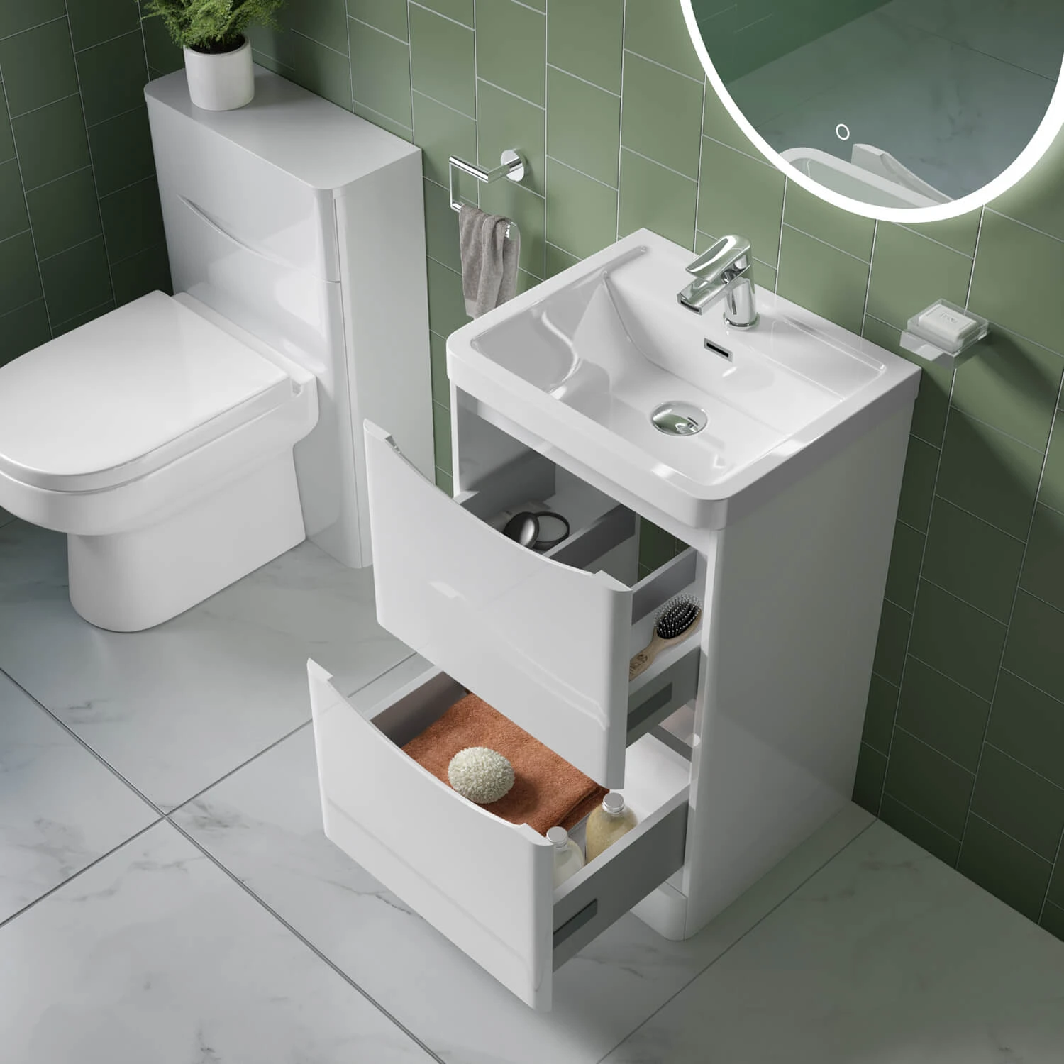 Harbour Clarity 500mm Floorstanding Vanity Unit & Basin - Bardolino Driftwood Oak 5 Harbour Clarity 500mm Floorstanding Vanity Unit & Basin - Bardolino Driftwood Oak - Image 5