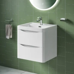 Harbour Clarity 500mm Wall Mounted Vanity Unit & Basin - Gloss White