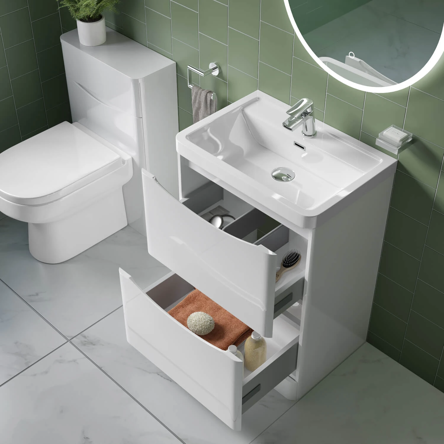 Harbour Clarity 600mm Floorstanding Vanity Unit & Basin - Bardolino Driftwood Oak 4 Harbour Clarity 600mm Floorstanding Vanity Unit & Basin - Bardolino Driftwood Oak - Image 4