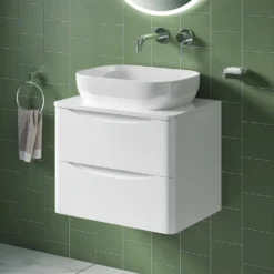 Harbour Clarity 600mm Wall Mounted Vanity Unit & Countertop - Gloss White