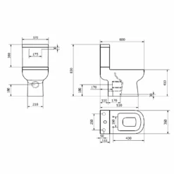 Harbour Grace Compact Close Coupled Toilet & Soft Close Seat -Vado Shop harbour grc space wc seat drawing scaled