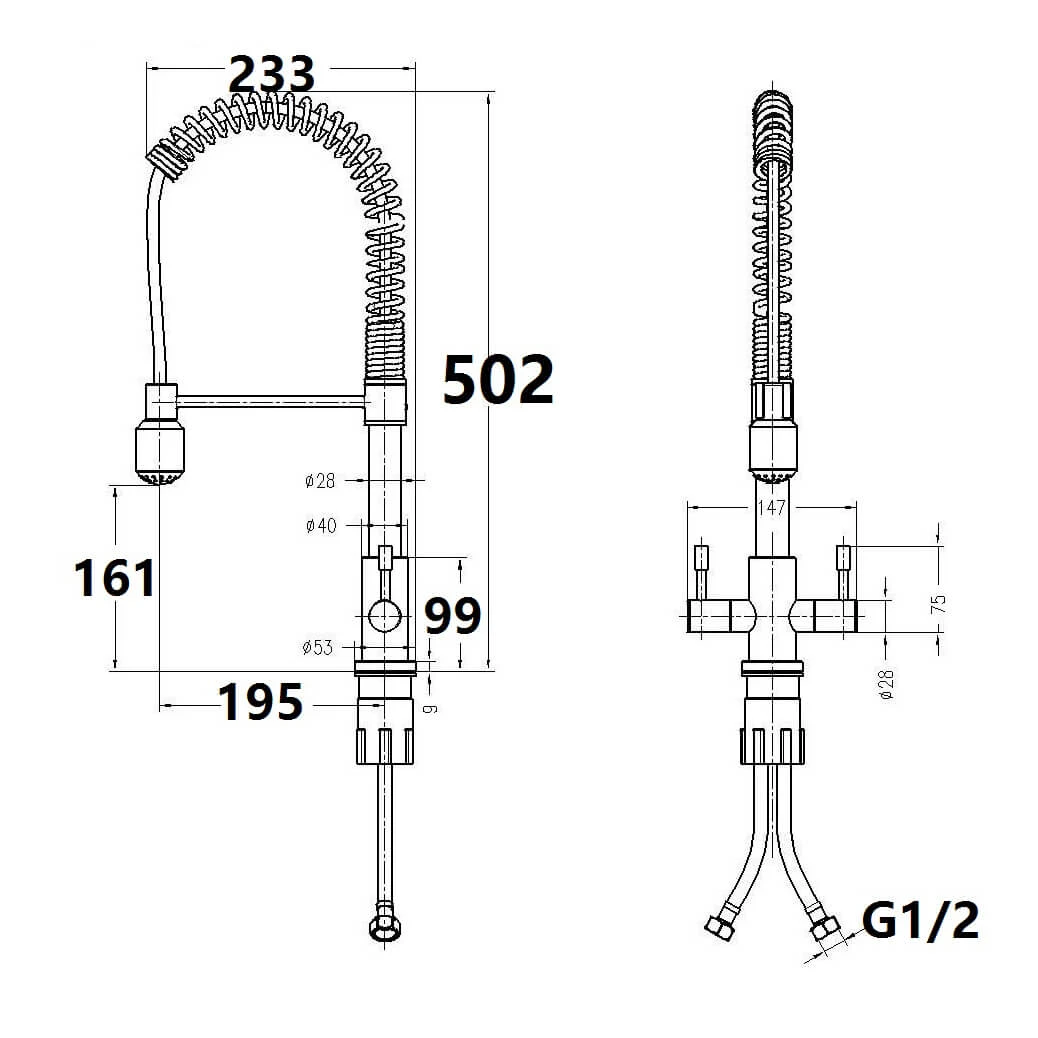 Harbour Groove Twin Lever Mono Kitchen Sink Mixer Tap With Pull Out Hose - Polished Chrome 4 Harbour Groove Twin Lever Mono Kitchen Sink Mixer Tap With Pull Out Hose - Polished Chrome - Image 4