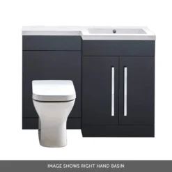 Harbour Icon 1100mm Right Hand Combination Bathroom Toilet & Sink Unit With Harbour Toilet And Cistern - Graphite Grey -Vado Shop harbour icon 1100 combination anthractite grey right banner