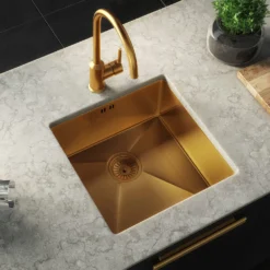 Harbour Icon Single Lever Mono Kitchen Mixer Tap - Brushed Gold -Vado Shop harbour icon brushed gold kitchen sink mixer lifestyle 4