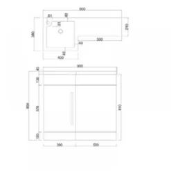 Harbour Icon 900mm Spacesaving White Gloss Left Combination Bathroom Toilet, Sink Unit, Cistern & Vellamo Aspire Toilet With SC Seat -Vado Shop harbour icon combination 900 technical