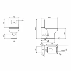 Harbour Icon Modern Fully Back To Wall Toilet & Soft Close Seat -Vado Shop harbour icon fbtw wc sclose seat drawing scaled