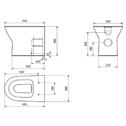 Harbour Identity Back To Wall Toilet & Soft Close Seat 15 Harbour Identity Back To Wall Toilet & Soft Close Seat -Vado Shop harbour identity back to wall toilet technical drawing